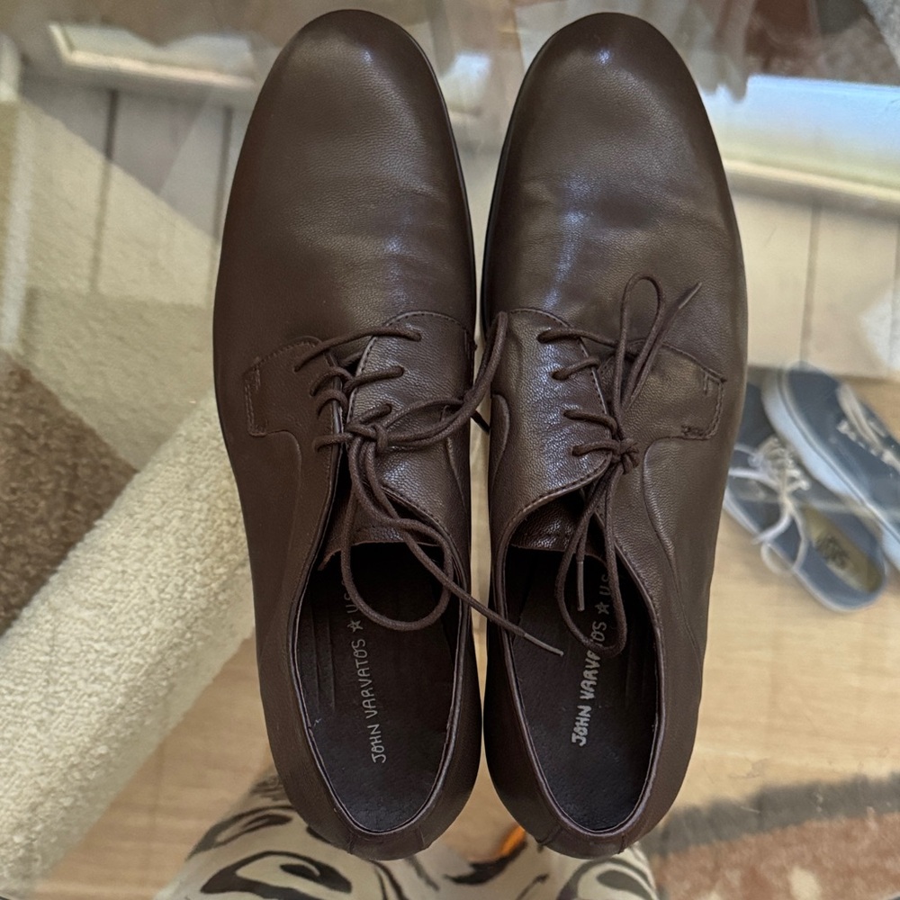 John Varvatos Dark Brown Leather Oxfords Never Worn